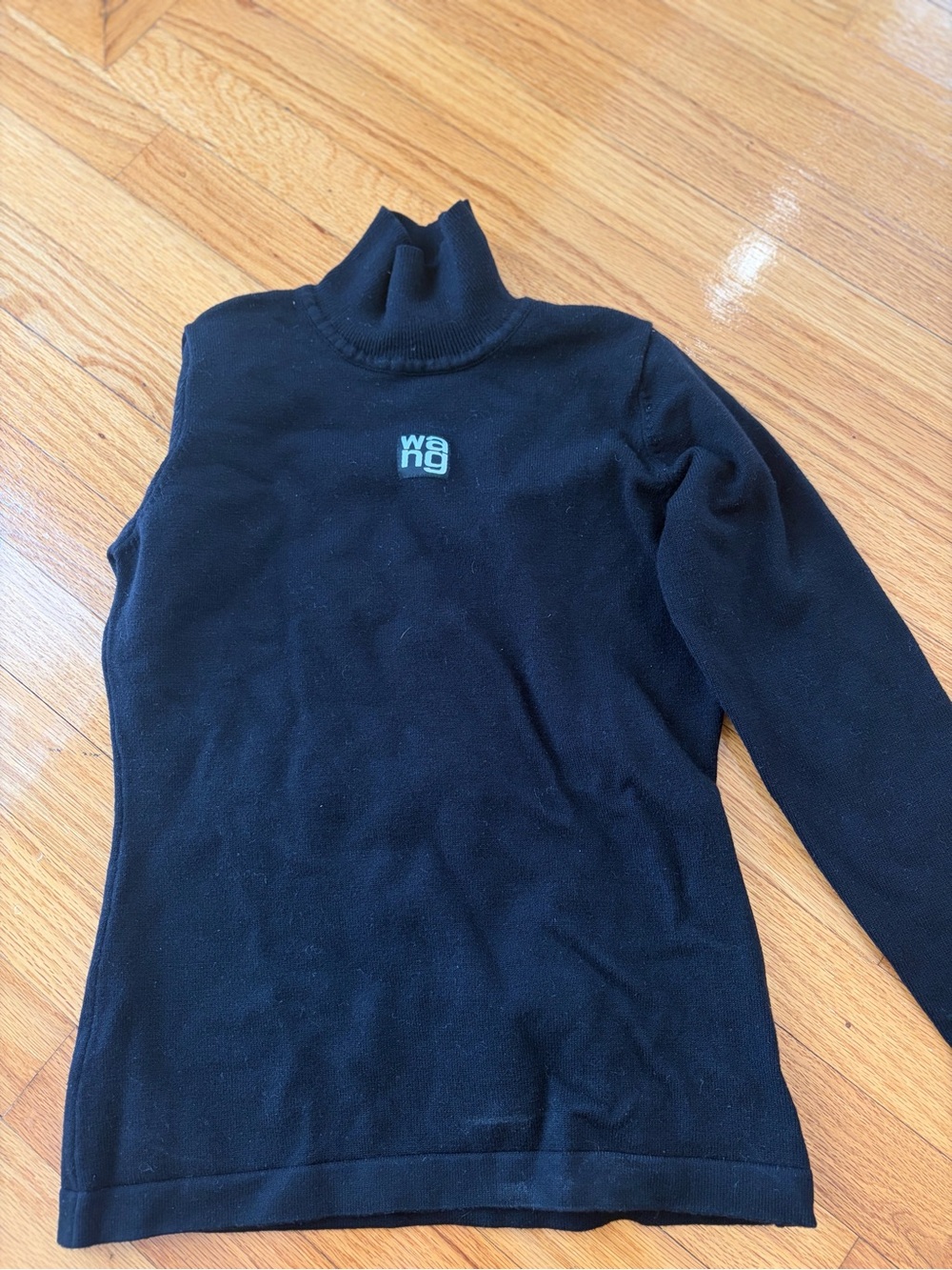 Alexander Wang Black Turtleneck Sweater with Center Logo